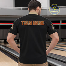 Load image into Gallery viewer, Black and Brown Skull Retro Bowling Polo, Quarter Zip Shirts For Men Custom Team Bowling Jersey NQS10859