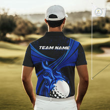 Load image into Gallery viewer, Black and Blue Golf ball Flame Golf Polo Shirts For Men Custom men&#39;s golf clothing, best golf gifts NQS10864