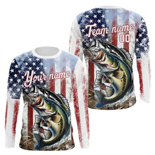 Load image into Gallery viewer, Largemouth Bass Fishing American Flag UV Protection Fishing Shirt Custom Patriotic Bass Fishing Jersey NQS9160