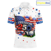 Load image into Gallery viewer, Freedom 250th Anniversary American Flag Golf Polo shirts for Men Custom patriotic team golf outfit NQS11445