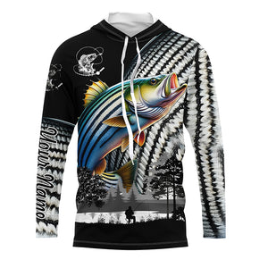 Striped Bass fishing scales white black Customize UV protection long sleeves fishing shirts NQS1945
