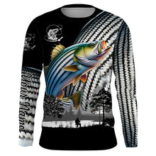 Load image into Gallery viewer, Striped Bass fishing scales white black Customize UV protection long sleeves fishing shirts NQS1945