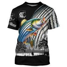 Load image into Gallery viewer, Striped Bass fishing scales white black Customize UV protection long sleeves fishing shirts NQS1945