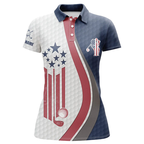 American flag red, white and blue Womens golf polo shirts custom patriotic golf tops for womens NQS5938