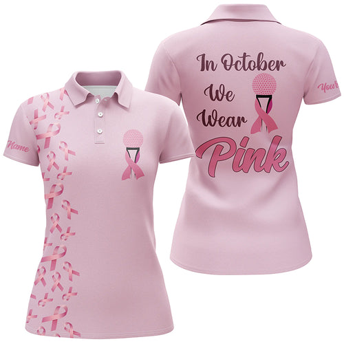 Women golf polo shirts custom pink ribbon breast cancer awareness golf shirt for women ladies golf tee NQS6138