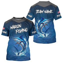 Load image into Gallery viewer, Blue camo Marlin fishing Custom performance long sleeve team Marlin fishing tournament shirts NQS8239