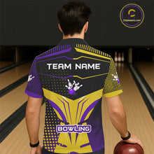 Load image into Gallery viewer, Yellow and Purple pattern Bowling Hawaiian Shirt Custom Team Bowling Jerseys, Gift For Bowler NQS11242