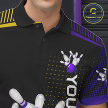 Load image into Gallery viewer, Yellow and Purple pattern Bowling shirts For Men Custom Team Bowling Jerseys, Gift For Bowler NQS11242