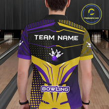 Load image into Gallery viewer, Yellow and Purple pattern Bowling shirts For Men Custom Team Bowling Jerseys, Gift For Bowler NQS11242