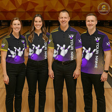 Load image into Gallery viewer, Yellow and Purple pattern Bowling shirts For Men Custom Team Bowling Jerseys, Gift For Bowler NQS11242