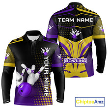 Load image into Gallery viewer, Yellow and Purple pattern Bowling shirts For Men Custom Team Bowling Jerseys, Gift For Bowler NQS11242