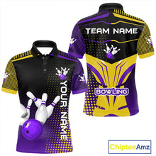 Load image into Gallery viewer, Yellow and Purple pattern Bowling shirts For Men Custom Team Bowling Jerseys, Gift For Bowler NQS11242