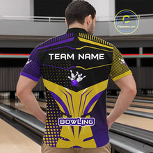 Load image into Gallery viewer, Yellow and Purple pattern Bowling shirts For Men Custom Team Bowling Jerseys, Gift For Bowler NQS11242