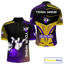 Load image into Gallery viewer, Yellow and Purple pattern Bowling shirts For Men Custom Team Bowling Jerseys, Gift For Bowler NQS11242