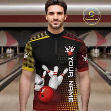 Load image into Gallery viewer, Yellow and Red pattern Bowling shirts For Men Custom Team Bowling Jerseys, Gift For Bowler NQS11243