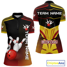 Load image into Gallery viewer, Yellow and Red pattern Bowling shirts For Women Custom Team Bowling Jerseys, Gift For Bowler NQS11243