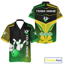Load image into Gallery viewer, Yellow and Green pattern Bowling Hawaiian Shirt Custom Team Bowling Jerseys, Gift For Bowler NQS11244