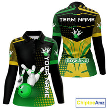 Load image into Gallery viewer, Yellow and Green pattern Bowling shirts For Women Custom Team Bowling Jerseys, Gift For Bowler NQS11244