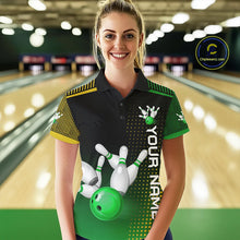 Load image into Gallery viewer, Yellow and Green pattern Bowling shirts For Women Custom Team Bowling Jerseys, Gift For Bowler NQS11244