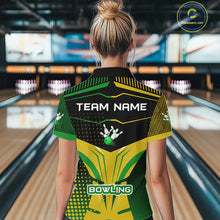 Load image into Gallery viewer, Yellow and Green pattern Bowling shirts For Women Custom Team Bowling Jerseys, Gift For Bowler NQS11244