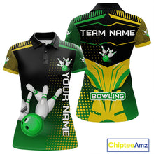 Load image into Gallery viewer, Yellow and Green pattern Bowling shirts For Women Custom Team Bowling Jerseys, Gift For Bowler NQS11244