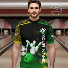 Load image into Gallery viewer, Yellow and Green pattern Bowling shirts For Men Custom Team Bowling Jerseys, Gift For Bowler NQS11244
