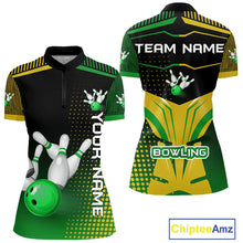 Load image into Gallery viewer, Yellow and Green pattern Bowling shirts For Women Custom Team Bowling Jerseys, Gift For Bowler NQS11244