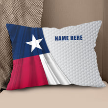 Load image into Gallery viewer, Personalized Texas flag white golf ball skin custom name Canvas, Linen Throw Pillow, golf decor NQS7035