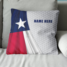 Load image into Gallery viewer, Personalized Texas flag white golf ball skin custom name Canvas, Linen Throw Pillow, golf decor NQS7035