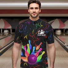 Load image into Gallery viewer, Colorful Neon Flame pattern Bowling Shirts For Men Custom Bowling Team Jerseys, Gift For Bowler NQS9374