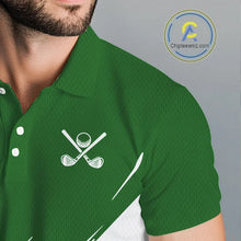 Load image into Gallery viewer, Mens golf polo shirts White and Green Shamrock custom St Patrick's Day team golf shirts for men NQS11639
