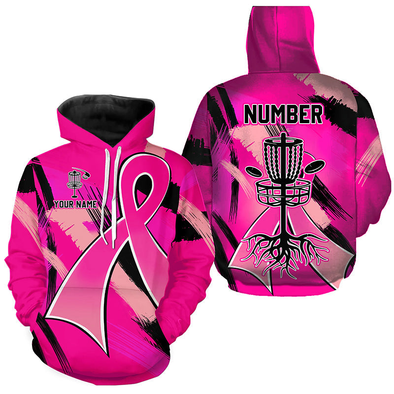 Pink ribbons Breast Cancer Golf Hoodies custom team breast cancer frisbee golf hoodie NQS8702