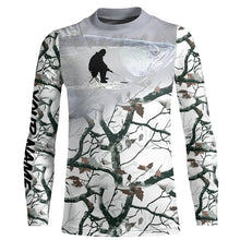 Load image into Gallery viewer, Ice fishing walleye winter camo Custom fishing shirts for men Performance Long Sleeve Fishing Apparel NQS2498