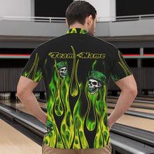 Load image into Gallery viewer, Green Flame clover skull St Patrick's Day Mens bowling shirts Custom Lucky Bowling Team Jerseys NQS9379