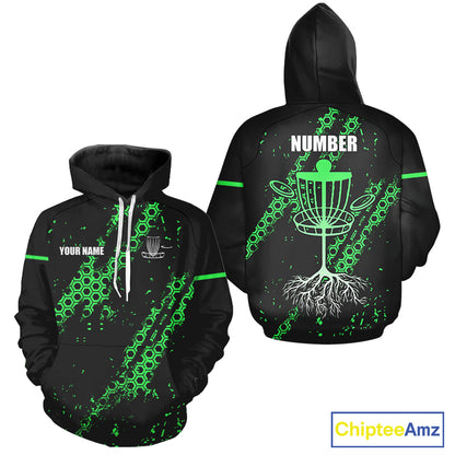 Black and Green Hexagon Pattern Disc Golf Polos, T-Shirt, Hoodies custom Team disc golf jerseys NQS11457