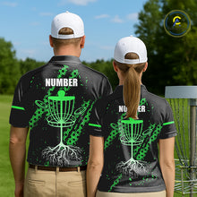 Load image into Gallery viewer, Black and Green Hexagon Pattern Disc Golf Polos, T-Shirt, Hoodies custom Team disc golf jerseys NQS11457