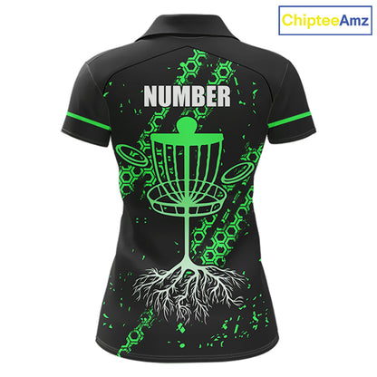 Black and Green Hexagon Pattern Disc Golf Polos, T-Shirt, Hoodies custom Team disc golf jerseys NQS11457