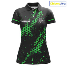 Load image into Gallery viewer, Black and Green Hexagon Pattern Disc Golf Polos, T-Shirt, Hoodies custom Team disc golf jerseys NQS11457