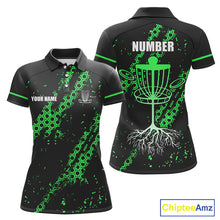 Load image into Gallery viewer, Black and Green Hexagon Pattern Disc Golf Polos, T-Shirt, Hoodies custom Team disc golf jerseys NQS11457