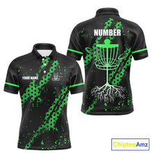 Load image into Gallery viewer, Black and Green Hexagon Pattern Disc Golf Polos, T-Shirt, Hoodies custom Team disc golf jerseys NQS11457