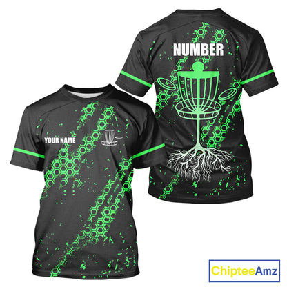 Black and Green Hexagon Pattern Disc Golf Polos, T-Shirt, Hoodies custom Team disc golf jerseys NQS11457