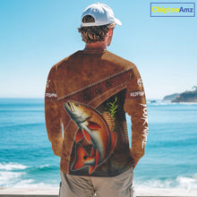 Load image into Gallery viewer, Redfish fishing UV protection custom name fishing shirts, performance shirts for men, women, kid NQS11458