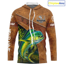 Load image into Gallery viewer, Mahi Mahi fishing UV protection custom name fishing shirts, performance shirts for men, women, kid NQS11459