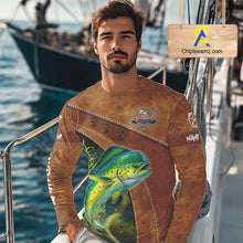 Load image into Gallery viewer, Mahi Mahi fishing UV protection custom name fishing shirts, performance shirts for men, women, kid NQS11459