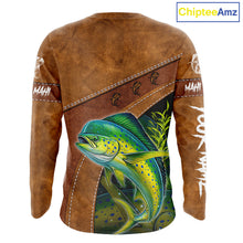 Load image into Gallery viewer, Mahi Mahi fishing UV protection custom name fishing shirts, performance shirts for men, women, kid NQS11459