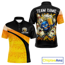 Load image into Gallery viewer, Custom Yellow Funny Beer Bowling Jersey for Men Bowling Uniform Polo &amp; 1/4 Zip Bowling Team Shirts NQS11646