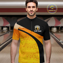 Load image into Gallery viewer, Custom Yellow Funny Beer Bowling Jersey for Men Bowling Uniform Polo &amp; 1/4 Zip Bowling Team Shirts NQS11646