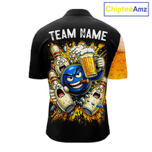 Load image into Gallery viewer, Custom Yellow Funny Beer Bowling Jersey for Men Bowling Uniform Polo &amp; 1/4 Zip Bowling Team Shirts NQS11646