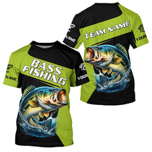 Load image into Gallery viewer, Black Green Bass fishing Custom Long Sleeve Tournament Fishing Shirts, Performance Bass Fishing Jersey NQS7475