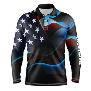 Mens golf polo shirts custom name black American flag patriotic golf shirts for mens golfing gifts NQS5745